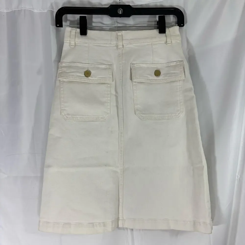 NWT FRAME Denim Vintage High Waist Boot Skirt White Size 23 Minimalist Chic